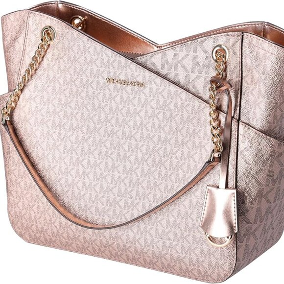 MICHAEL Michael Kors Handbags - Michael Kors Jet Set Large Rose Gold Metallic Tote